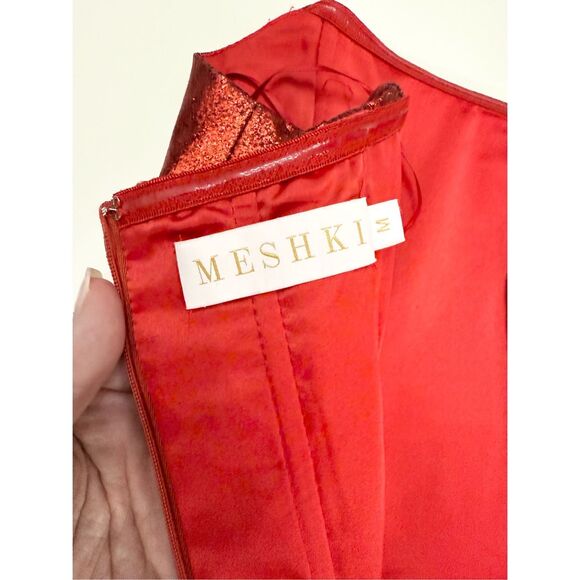 Meshki Womens Red Dorothy Glitter Strapless Mini Bodycon Dress Size Medium - Picture 6 of 7